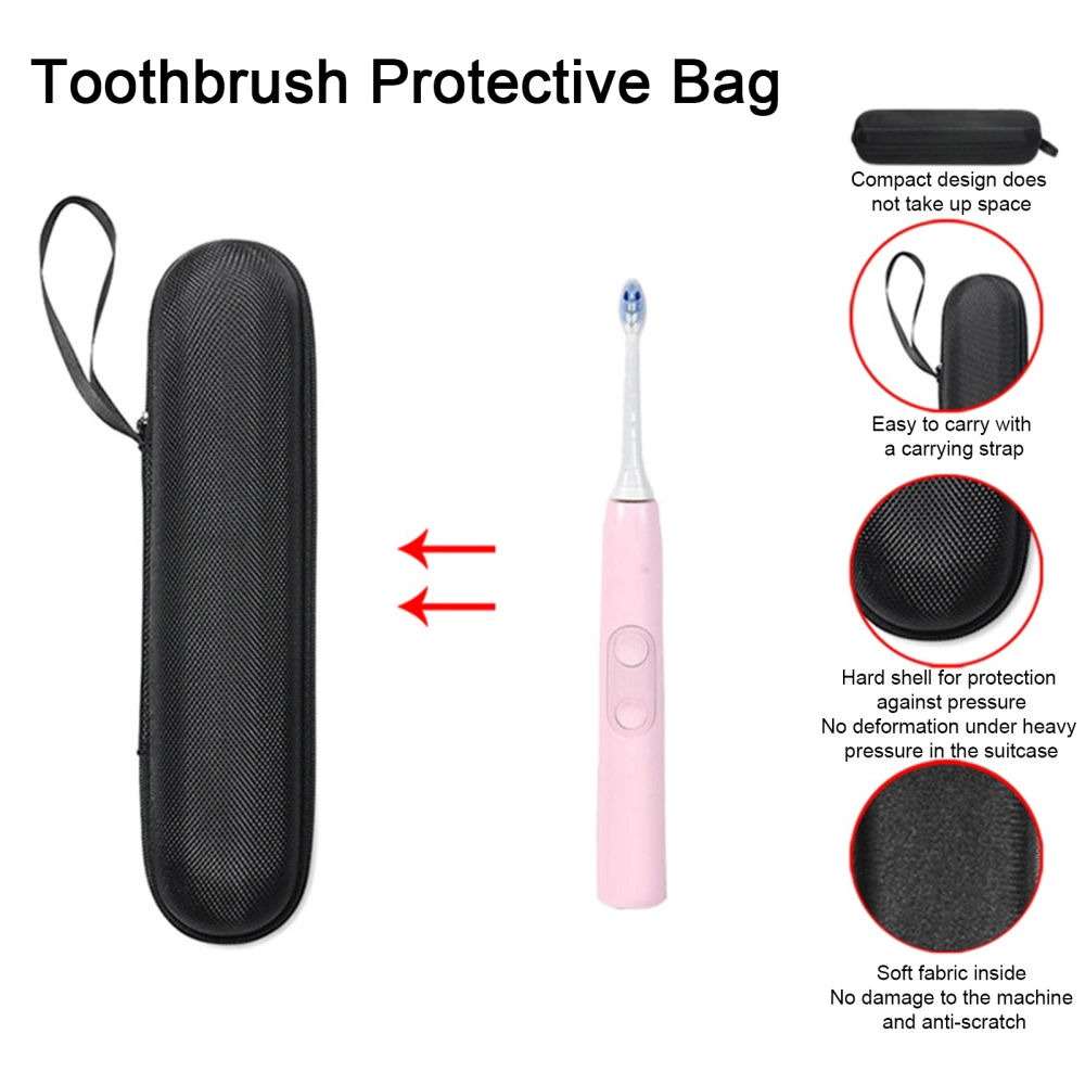 Electric Toothbrush Storage Bag with Zipper Hard Shell Dustproof Soft Lining Toothbrush Carrying Case for X6856-12