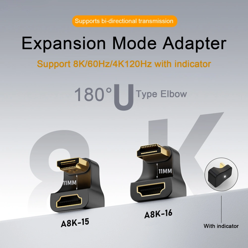 Adapter HDMI-compatible Male to Female Connector 8K Ultra-Clear Support UHS2.1 with Indicator Light Adapter