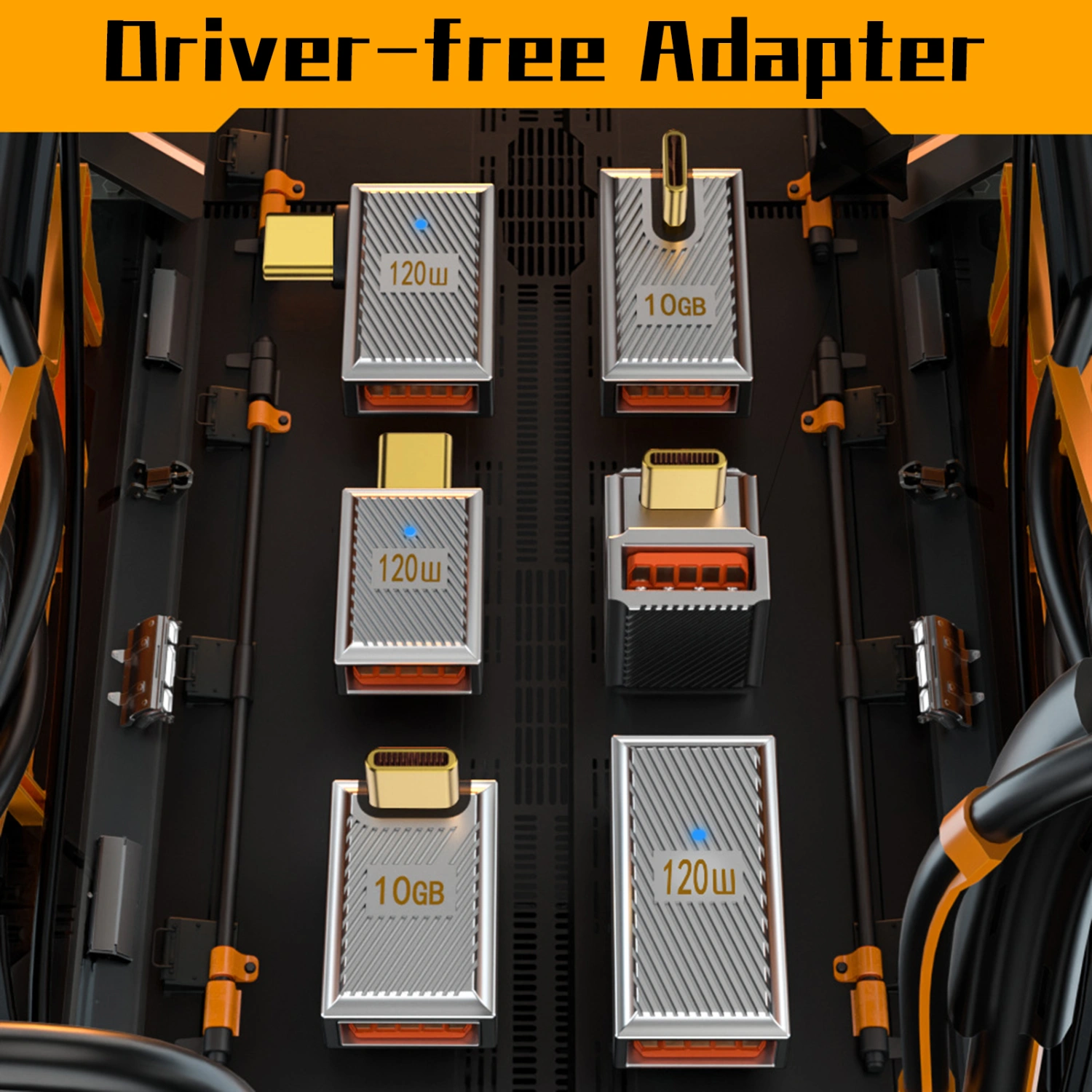 Type-C Adapter Plug-Play Driver-Free Compact Size Universal Fast Charging 10Gbps Data Transfer 120W OTG Connector