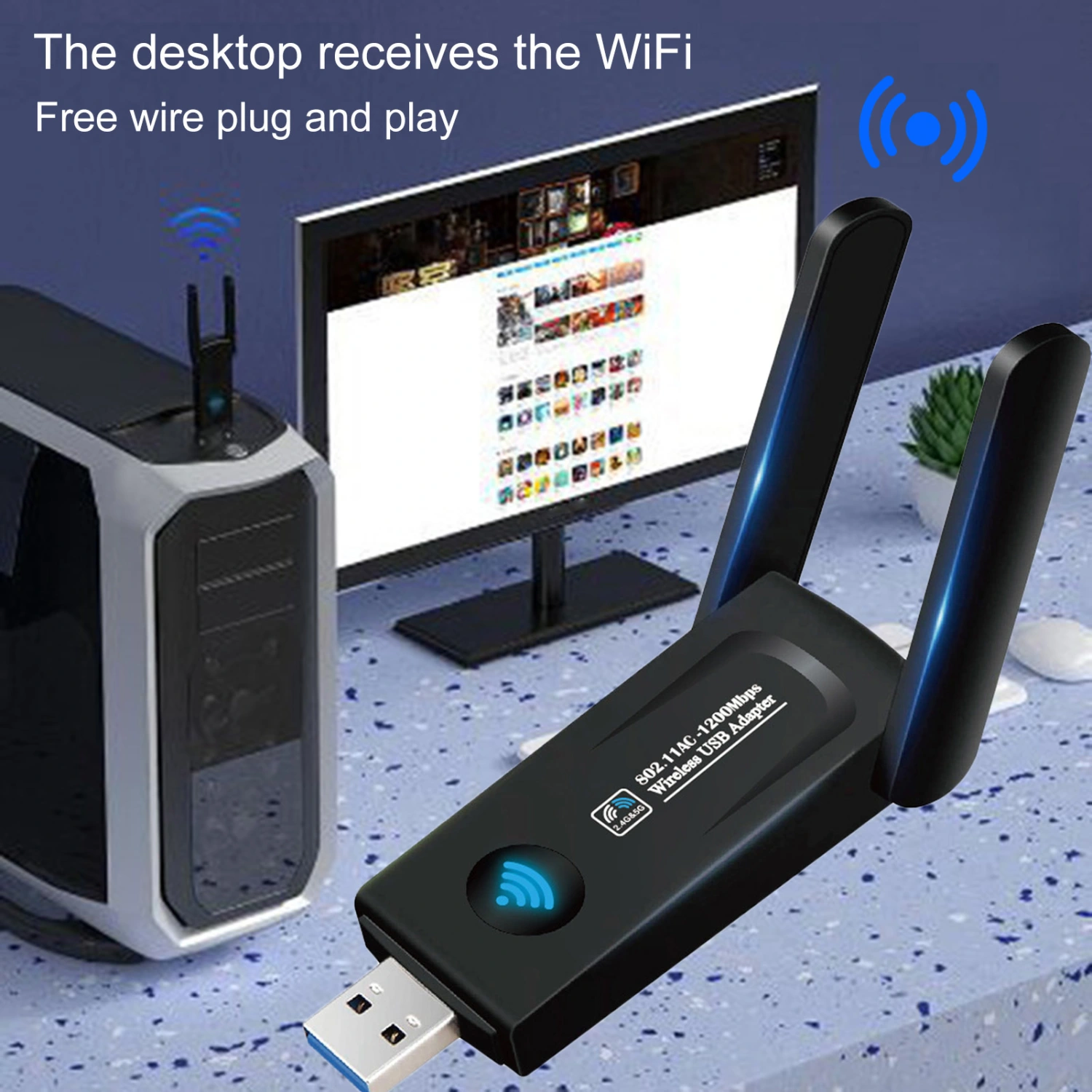 WiFi Adapter Dual Band High Speed Plug And Play USB3.0 Interface 2.4G/5G Fast Connection Mini Wireless USB WiFi Adapter Computer Accessory