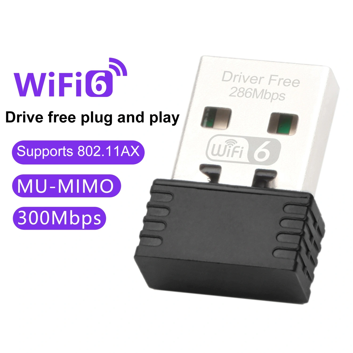 Wireless USB WiFi Adapter WiFi 6 Receiver Drive-free 300Mbps High-speed Transmission Strong Signal Plug And Play WIFI Adapter 