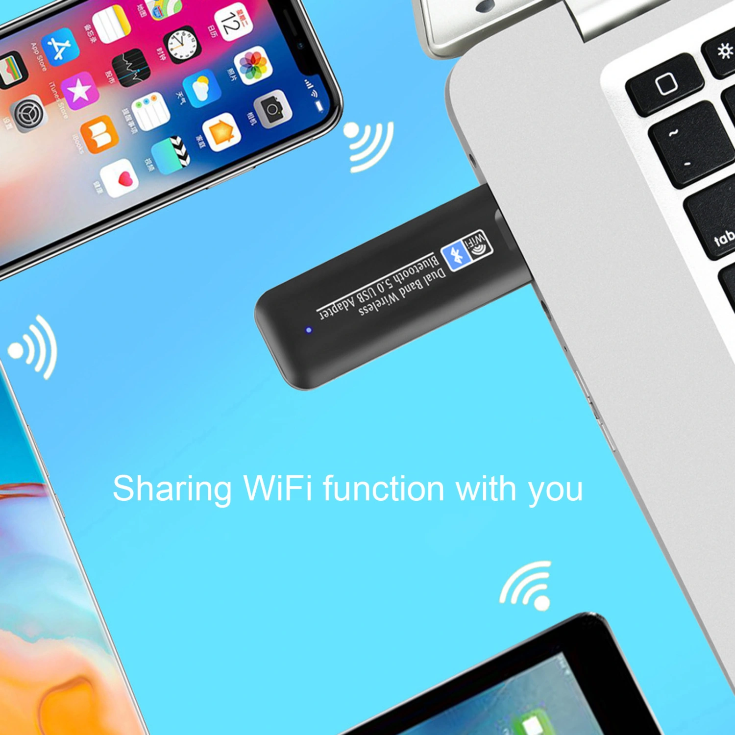 Wireless Network Card 1300Mbps 5G Dual-band Free-drive Desktop USB 3.0 Bluetooth-compatible Adapter 5.0 Network Card 