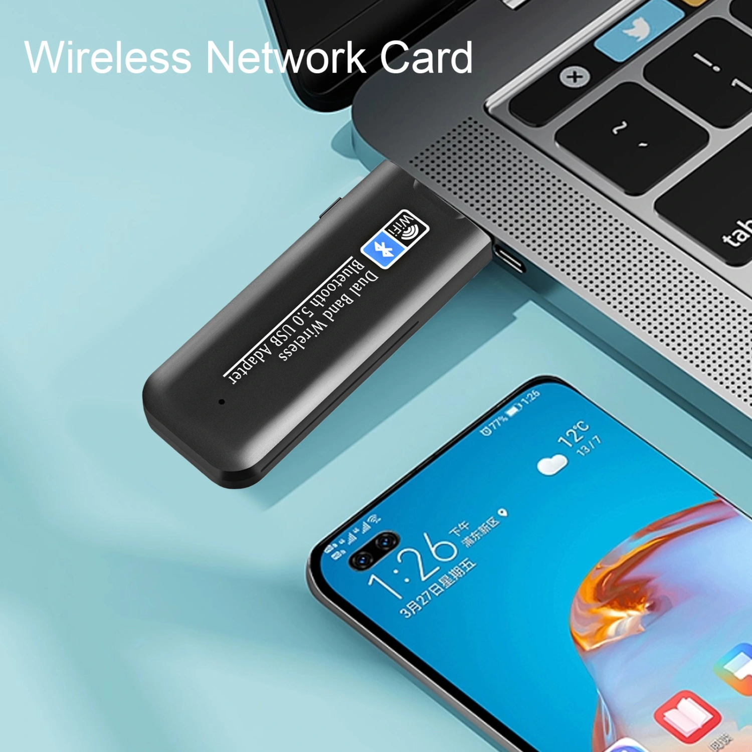 Wireless Network Card 1300Mbps 5G Dual-band Free-drive Desktop USB 3.0 Bluetooth-compatible Adapter 5.0 Network Card 