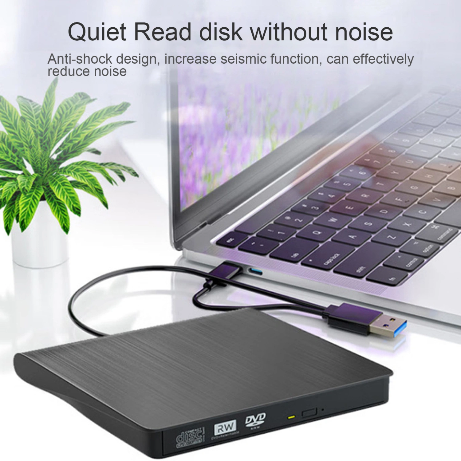 External DVD Drive Portable High Speed Read Write One-click Burning Rewritable Type-C USB 3.0 DVD/VCD/Compact Disc-RW Burner Writer Player Computer Accessories