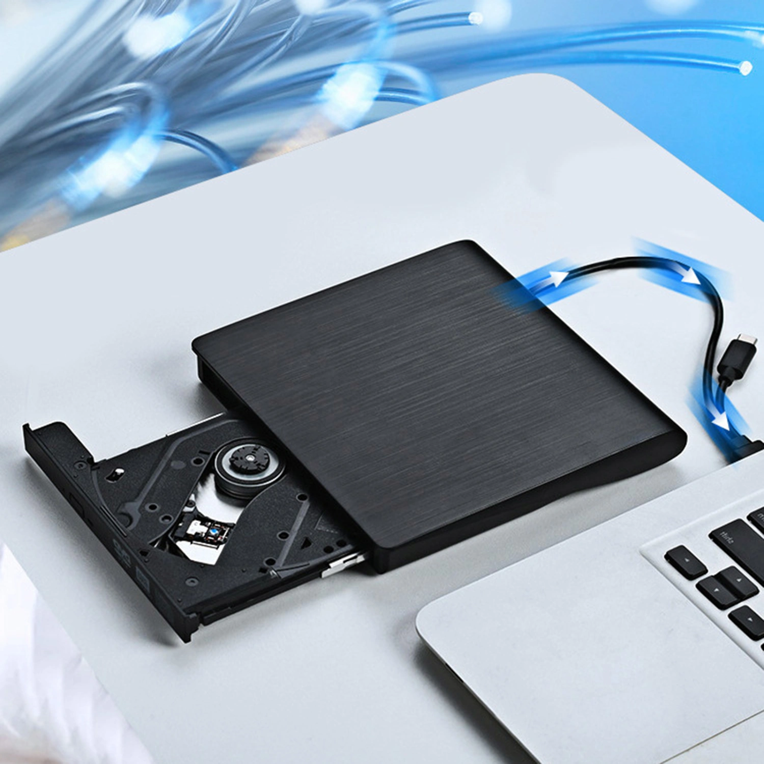 External DVD Drive Portable High Speed Read Write One-click Burning Rewritable Type-C USB 3.0 DVD/VCD/Compact Disc-RW Burner Writer Player Computer Accessories