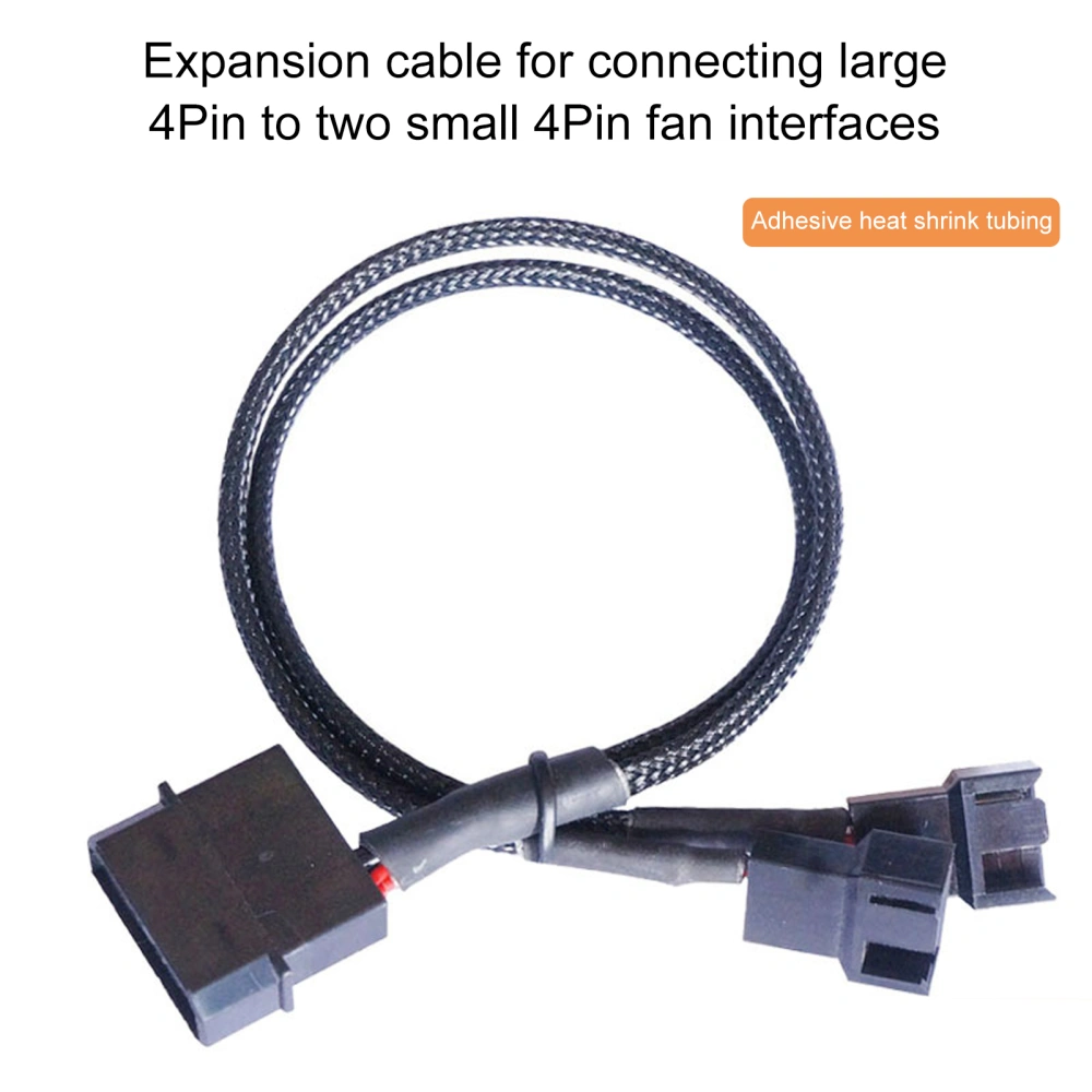 Computer Cooling Fan One to Two Transfer Cable 4pin to 3pin/4pin Expansion Cable Computer Cooler Adapter Cable Cooling Fan Accessories