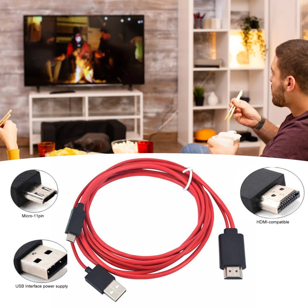 Micro USB 11pin to HDMI-compatible Cable 1080 HD-Compatible TV Adapter Cable Plug And Play Flexible HDMI-compatible Converter Cable for Android Phone