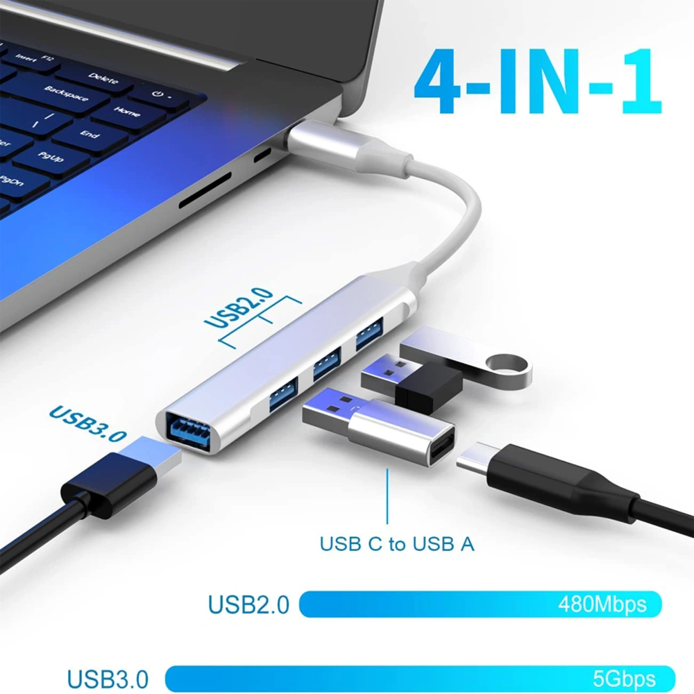 Laptop Hub 4-in-1 Multi-port Plug And Play High Speed Universal Data Transfer External Equipment USB3.0 to USB3.0+USB2.0 Hub Computer Accessories