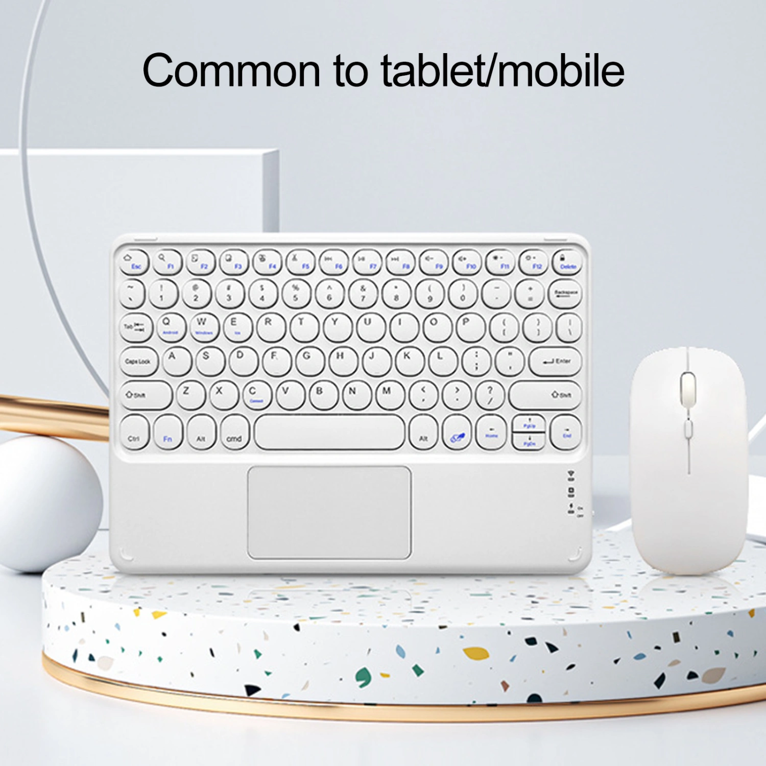 Wireless Keyboard Round Keycaps Ergonomic Rechargeable Quick Response with Touch Pad Typewriting Ultra Thin Bluetooth-compatible 3.0 Touch Wireless Keyboard Tablet Accessory