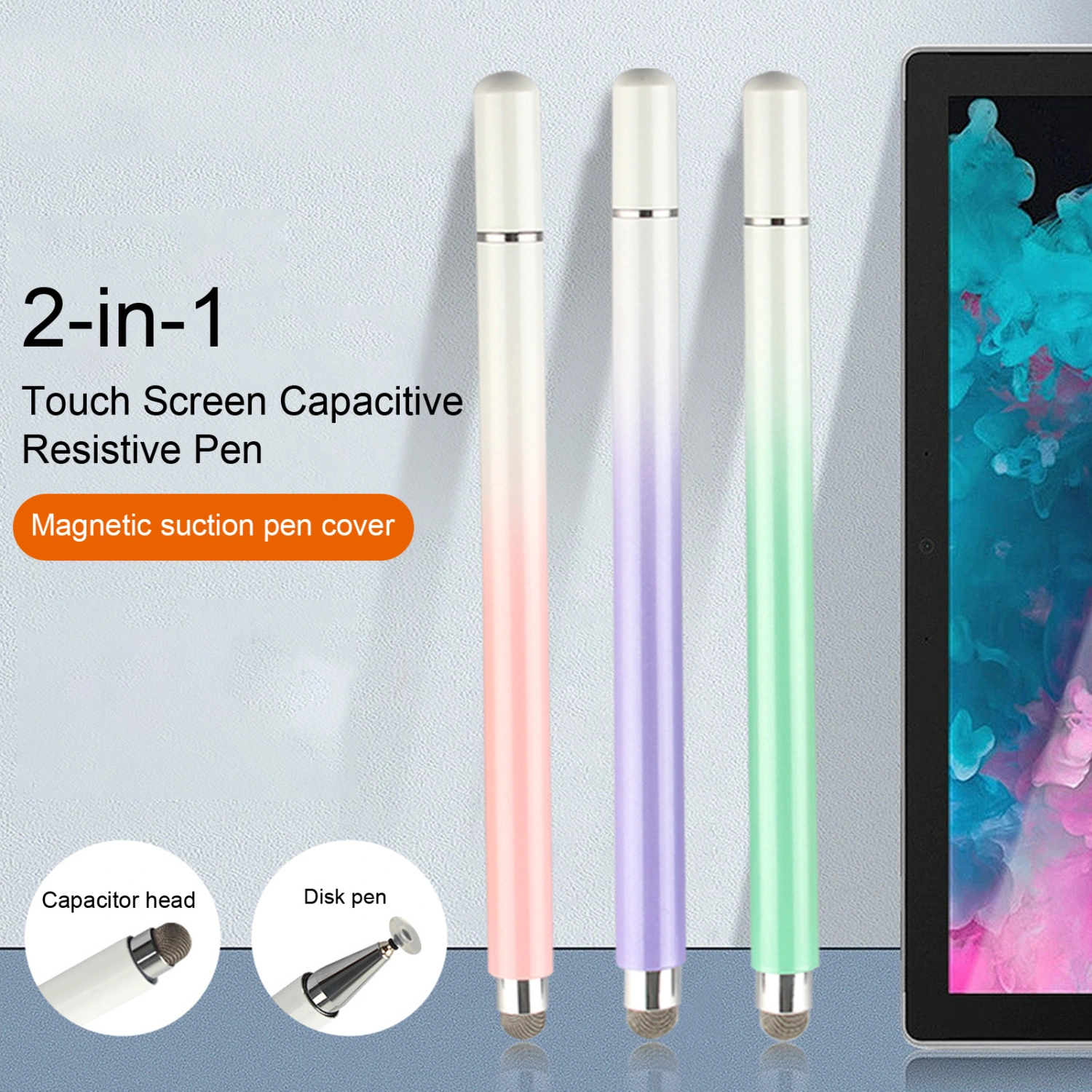 Capacitive Pen High Sensitive Delay Free Non-Slip Handle Comfortable Grip Universal Quick Response Metal PC Tablet Cell Phone Capacitive Stylus Pen Office Supplies