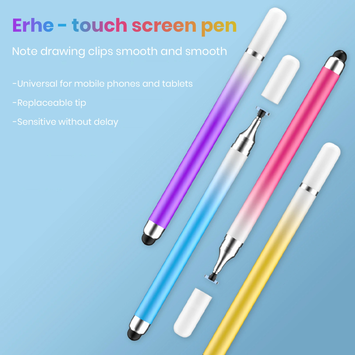 Stylus Pen Gradient Color Double-headed High Precision Sensitive Anti-slip Universal Mobile Phone Tablet Capacitive Screen Disc Stylus Tablet Accessories