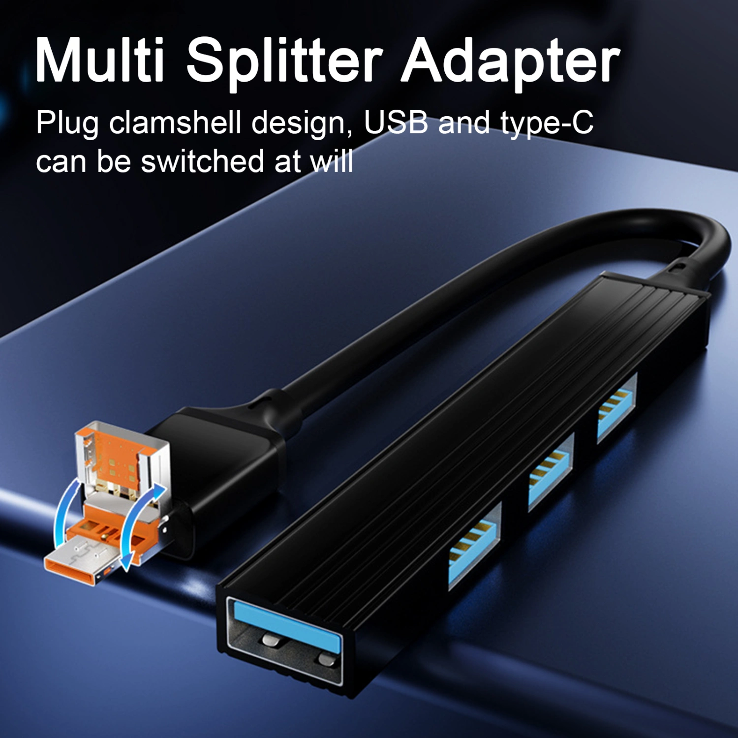 USB/Type-C Hub Multifunctional 4-in-1 Docking Station Plug And Play High Speed Data Transfer Multi Splitter Adapter 4 Port USB Replicator Laptop Accessories 