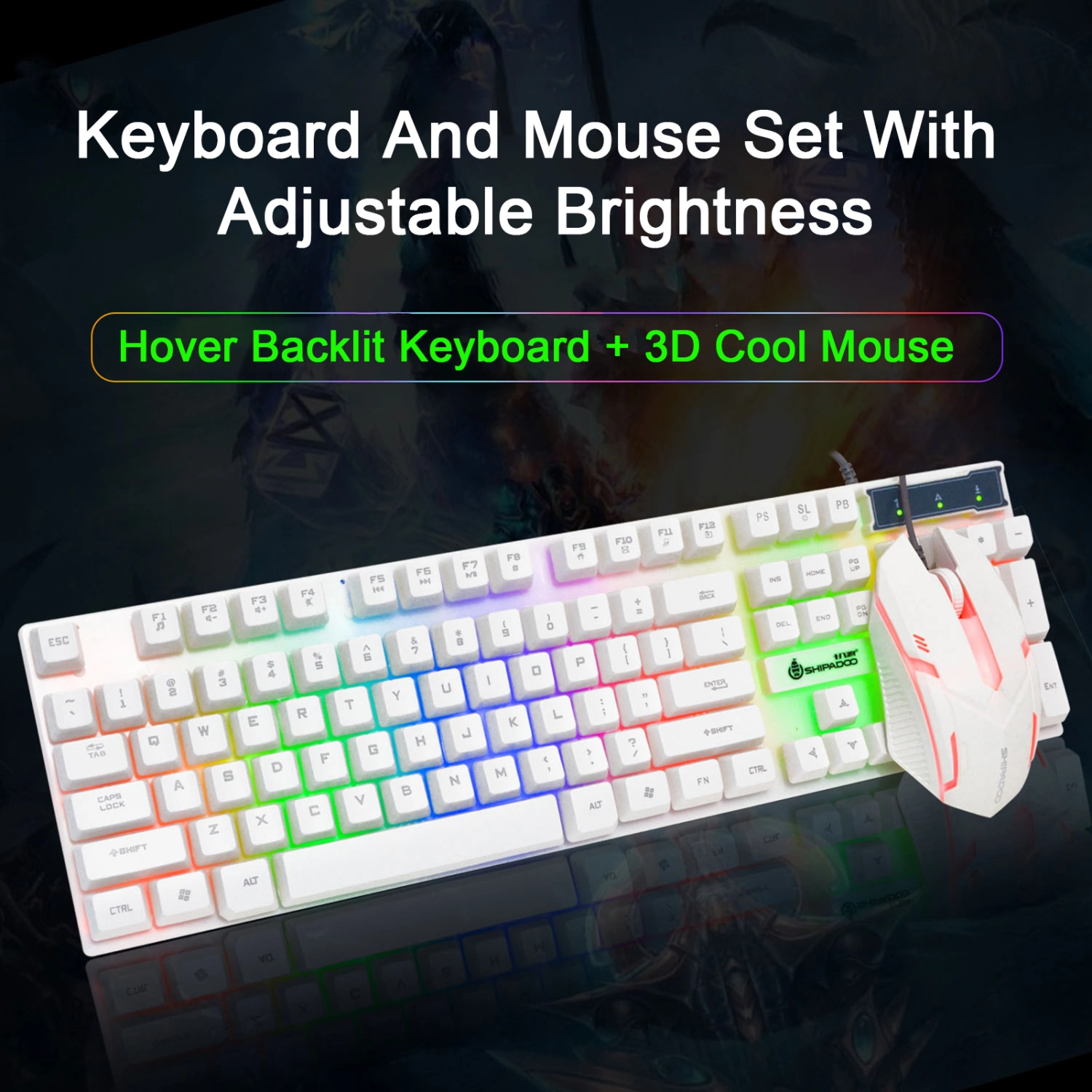 1 Set Wired Keyboard Mouse Set with Colorful Backlight Ergonomics Luminous Suspended Mechanical Keyboard Mice Set 1000DPI Gaming Keyboard Mice Combo Computer Accessories