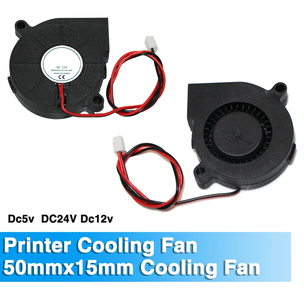 3D Printer Cooling Fan DC 5V/12V/24V Silent Printer Blower Heat Dissipation Turbo Fan with 2 Pin Terminal Printer Accessories