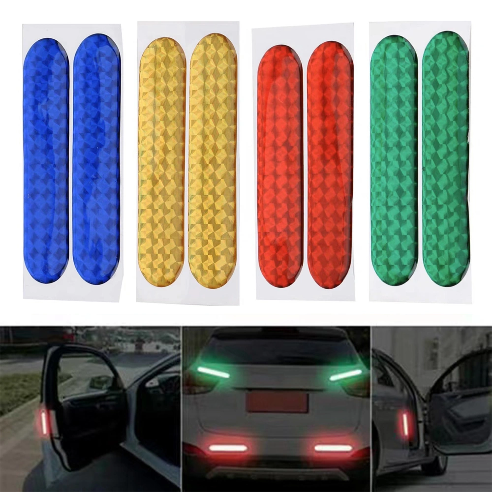 4Pcs/Set Car Reflective Sticker 3D Epoxy Self-adhesive Weather Resistant High Brightness Safety Warning Auto Door Decal Automobile Supplies