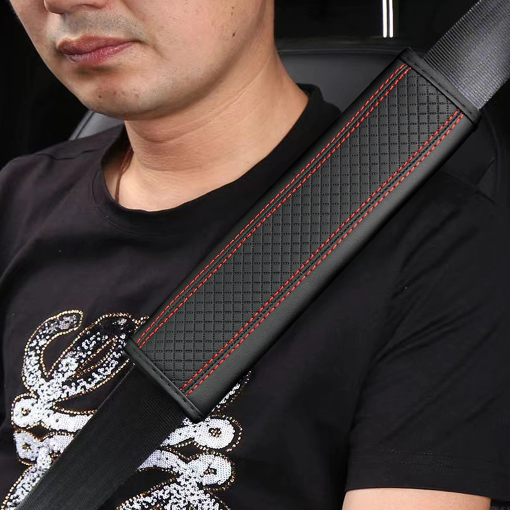 2Pcs Car Seat Belt Covers Faux Leather Safety Belt Protector Shoulder Strap Protective Cover Protect Your Neck And Shoulder Car Seat Accessories