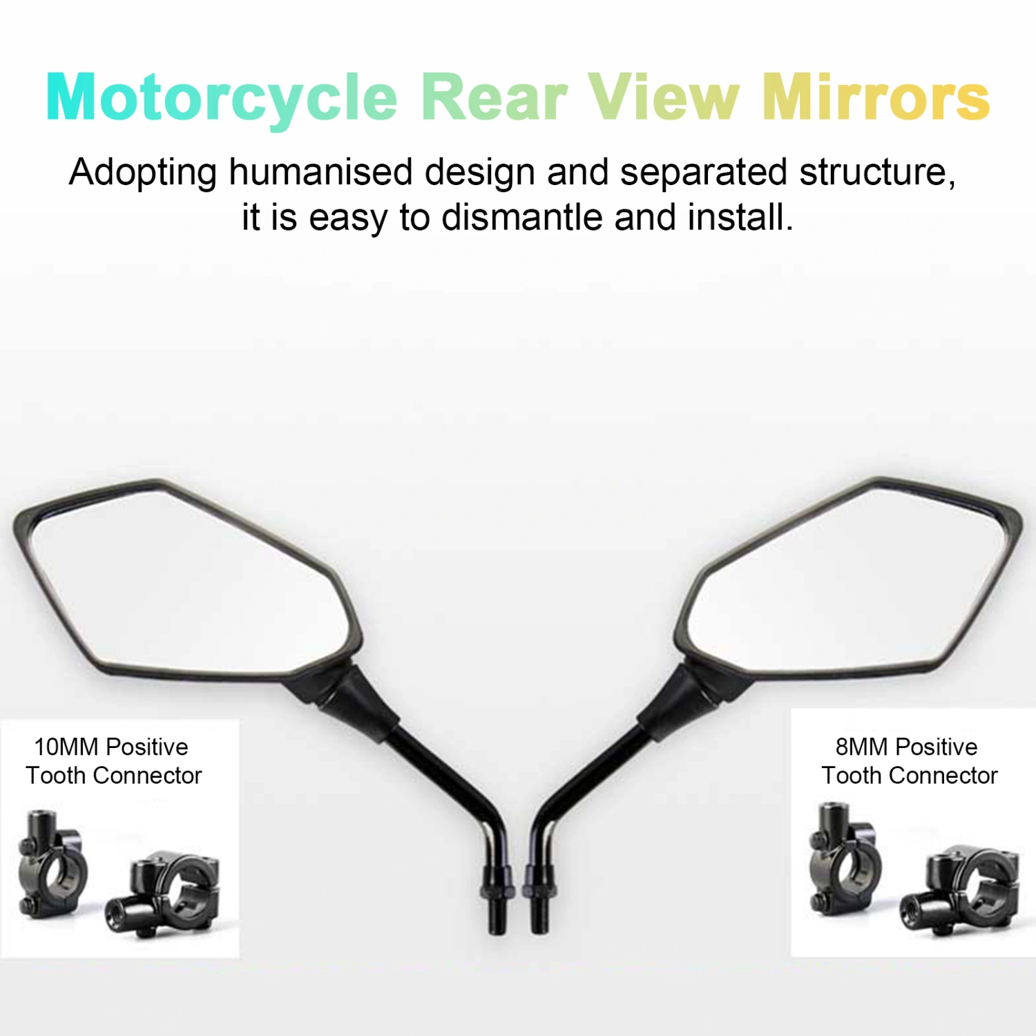 1 Pair Motorcycle Rear View Mirrors Motorbike Electric Bicycle Scooter Reflector Mirrors Fixed Rear View Mirror Bracket