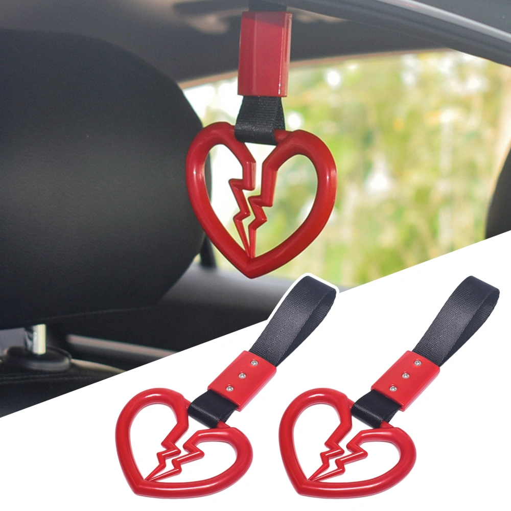 1 Pair Heart-Shaped Car Pull Rings Anti-break Bumper Warning Interior Decoration for Cars Trains Subways Buses