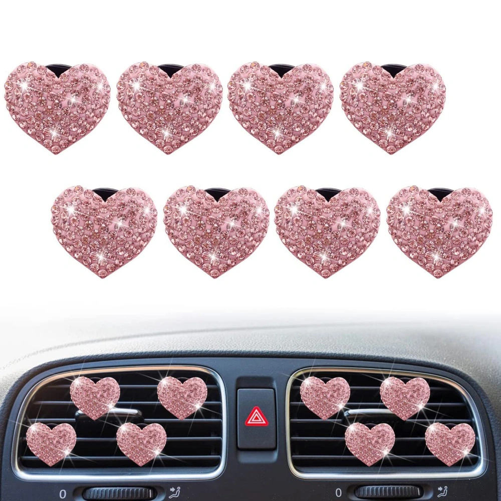 5Pcs Car Air Vent Clips with Rhinestones Love Heart Aromatherapy Deodorant Car Perfume Accessories Stylish Car Perfume Clips