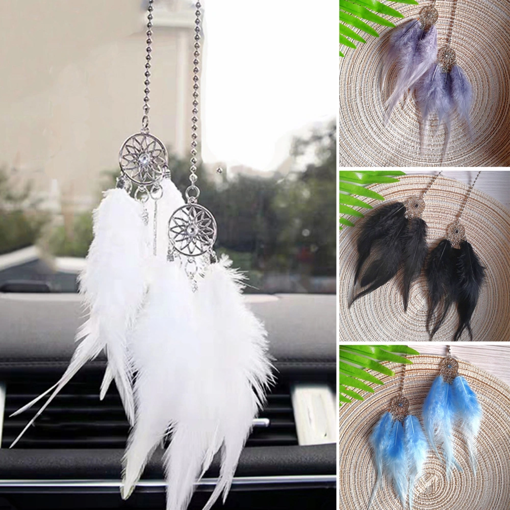 Double-feather Dream Catcher Pendant Good Luck Car Decoration for Interior Study Backpack Restaurant Bar Outdoor Garden