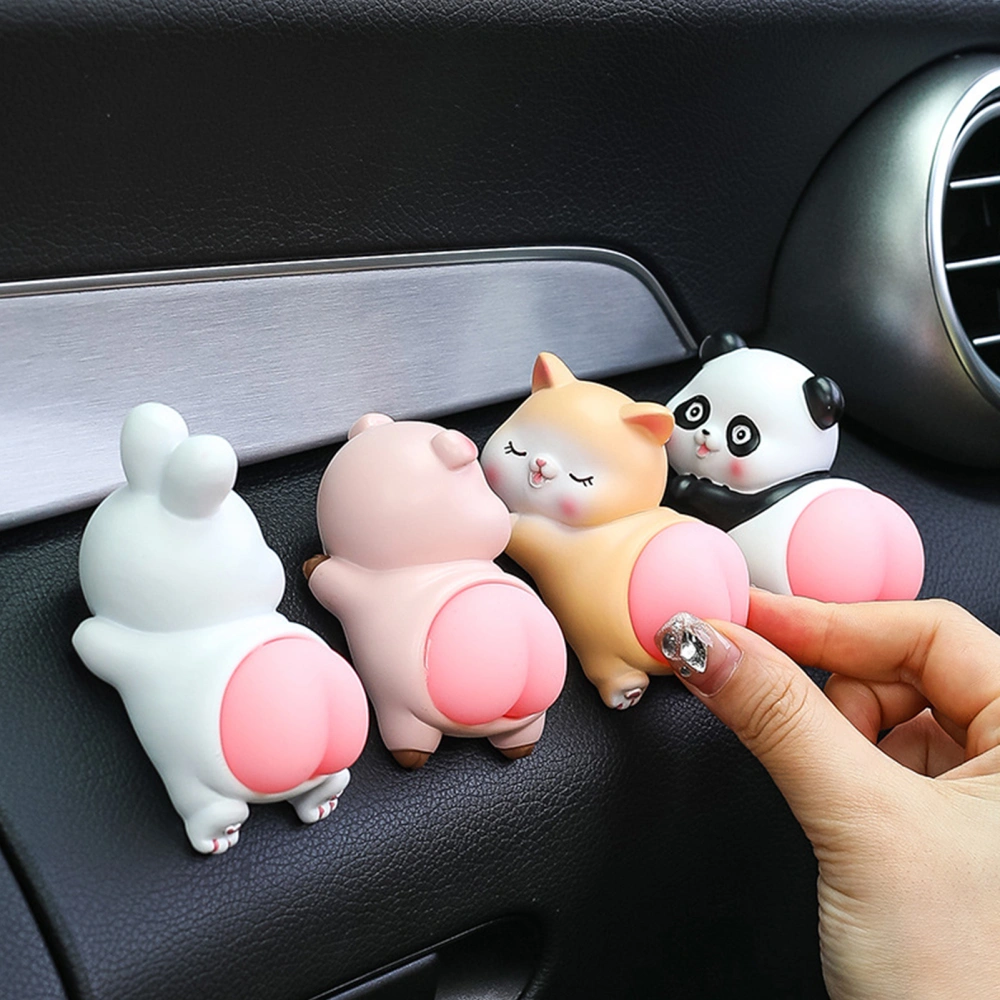 Creative Cartoon 3D Car Dashboard Toy Ornament Cute Pig Panda Rabbit Rebound Hip Decompression Toy Accessory Interior Gift