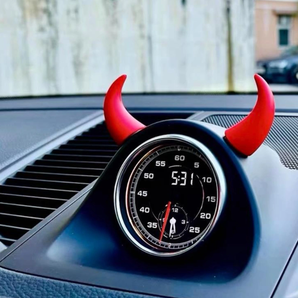 6 Pairs  Car Steering Wheel Decal Eye-Catching Devil Horn Easy to Install Stylish And Cute Automotive Accessories Interior Decor