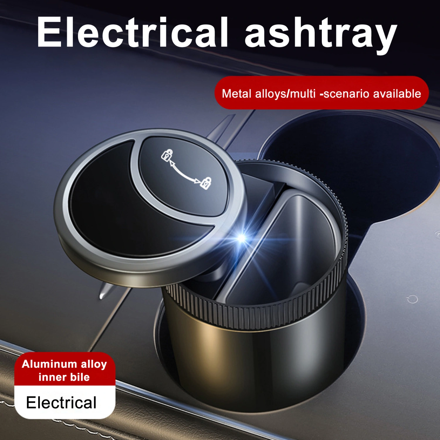Car Ashtray Fully Automatic Intelligent Sensing Multifunctional Detachable Stainless Car Ashtray with Lid Good Seal Prevent Odor Spreading With Light Indicator 