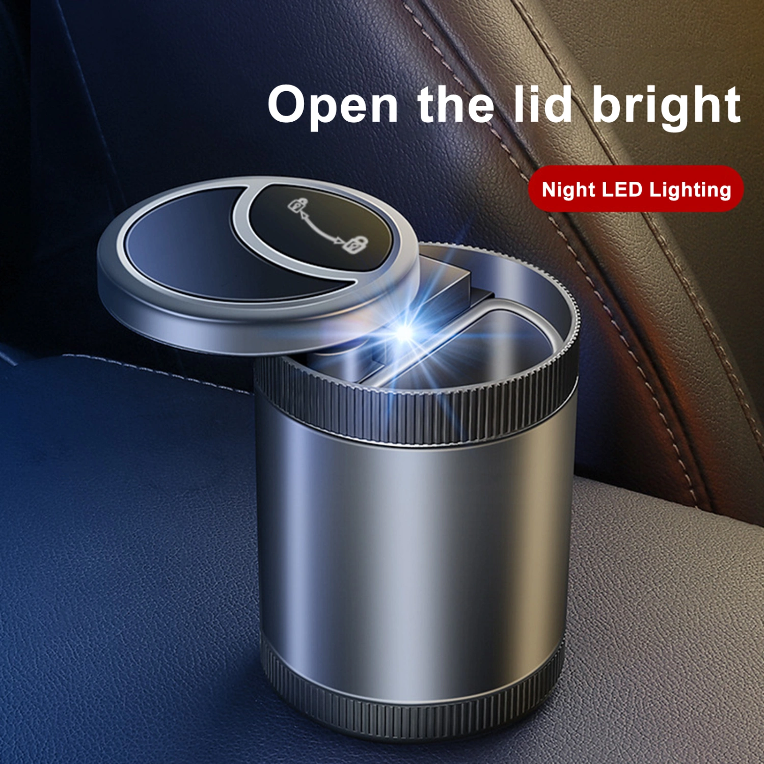 Car Ashtray Fully Automatic Intelligent Sensing Multifunctional Detachable Stainless Car Ashtray with Lid Good Seal Prevent Odor Spreading With Light Indicator 