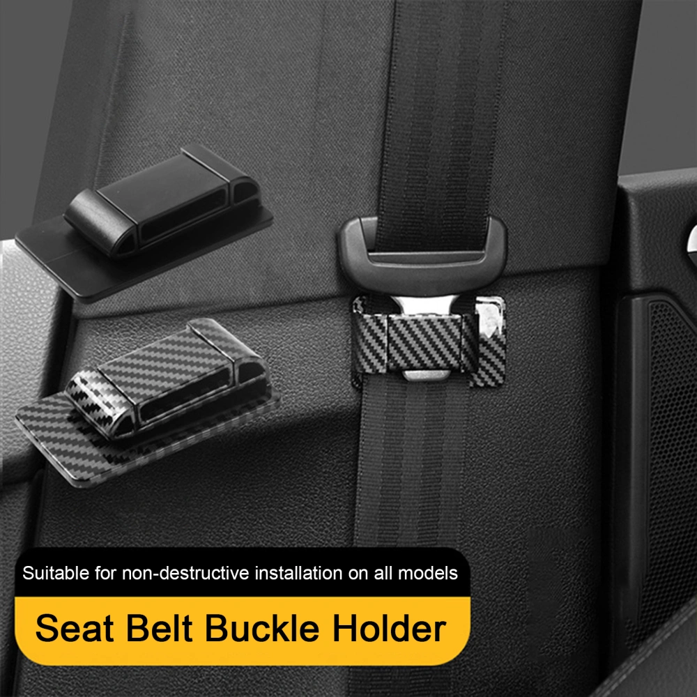 Car Safety Belt Buckle Holder Noise Reducer Self-adhesive Universal Carbon Fiber Vehicle Truck SUV Auto Elastic Band Buckle Fixator Stabilizer Limiter Car Seatbelt Accessories 