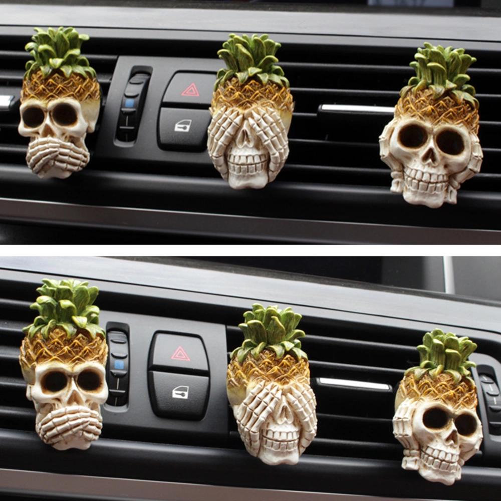 3Pcs Cute Pineapple Skull Car Vent Clip Halloween Aromatherapy Clip Outlet Freshener Car Charm Vent Accessories Interior