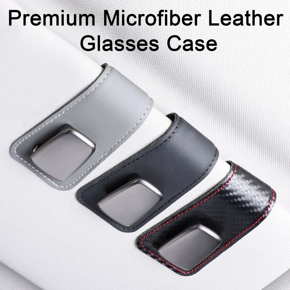 Car Glasses Clip Ultra-Thin Faux Leather Multifunctional Sunglasses Holder Card Organizer Space-Saving Design for Vehicles