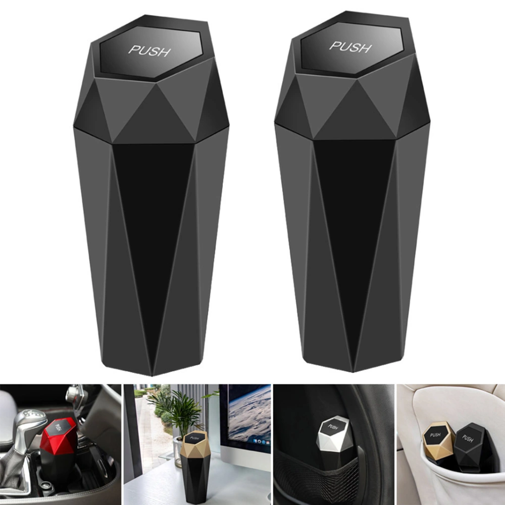 Car Trash Can with Lid Leakproof Car Dustbin Diamond Shape Waterproof Garbage Bin Mini Trashcan Car Vehicle Waste Holder Organizer Car Organization Tool 