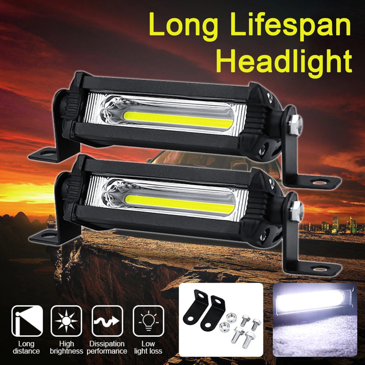 9W 12V-24V LED Bar Offroad Sportlight COB Mini Small Single Row Spotlight Daytime Running Light Motorbike Auxiliary Light