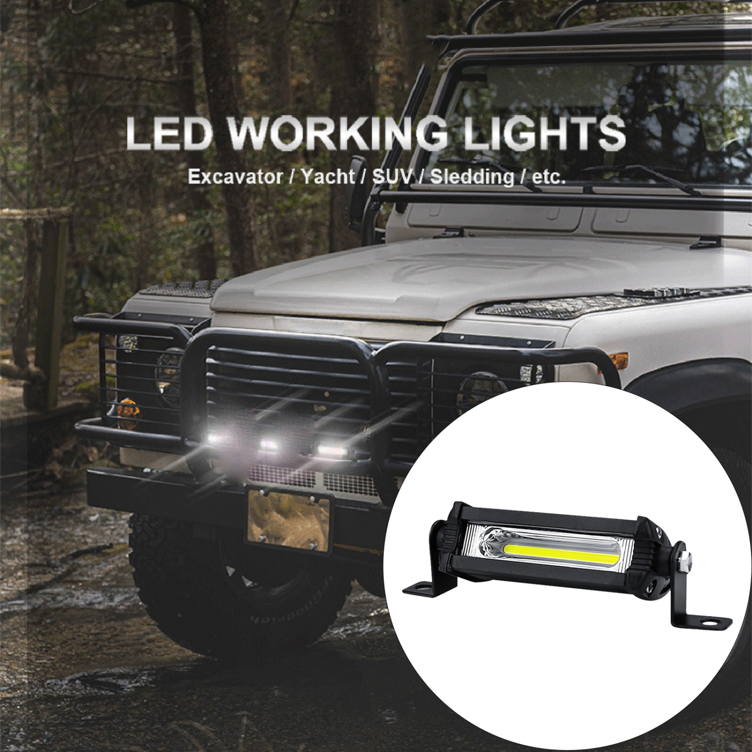 9W 12V-24V LED Bar Offroad Sportlight COB Mini Small Single Row Spotlight Daytime Running Light Motorbike Auxiliary Light