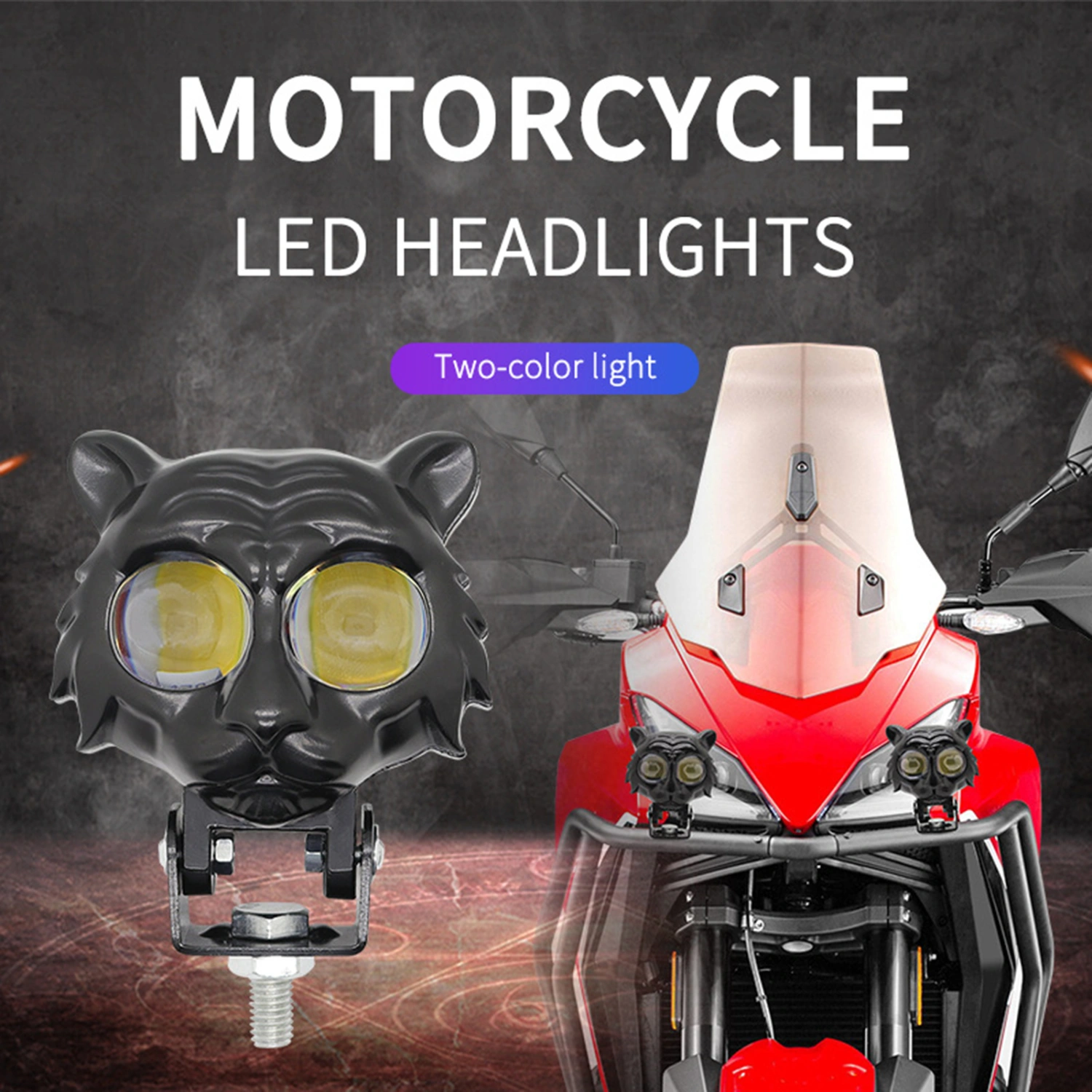 Motorcycle Tiger LED Headlight Long Lasting Easy Install Waterproof Shockproof Safe Headlight Motorcycle Supply