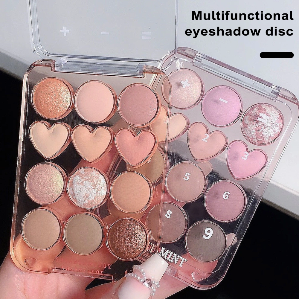 1 Box Eyeshadow Palette 12 Colors Heart Shape Compartments Matt Shiny Sequin Smooth Texture Safe High Pigment Eye Shadow Palette Eye Makeup Supplies