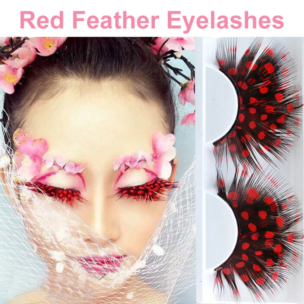 1 Pair 3D Colorful Fake Lashes Soft Fluffy Artificial Colored Feather Eyelashes Extension Halloween Cosplay Makeup Fake Eyelashes Party Makeup Supplies