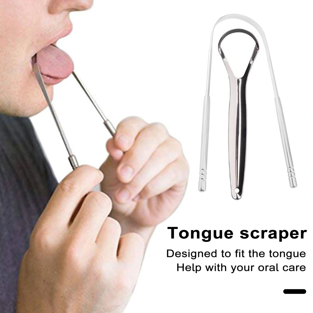 Stainless Steel Tongue Scraper Achieve Maximum Cleaning Anti-slip Handle Smooth Surface Semicircle Tongue Scraper