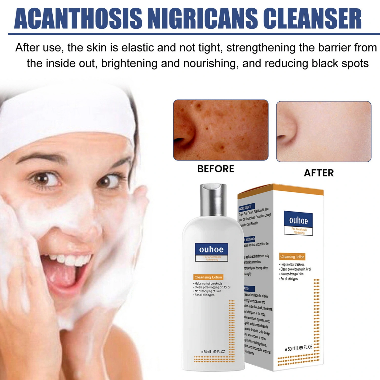 50ML Deep Cleansing Lotion Moisturizing Brightening Soften Repair Whitening Smooth Nourishing Face Cleanser
