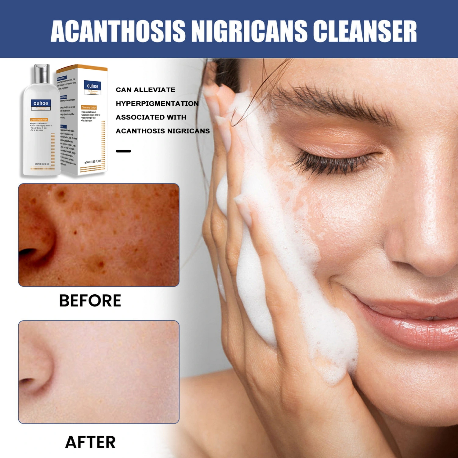 50ML Deep Cleansing Lotion Moisturizing Brightening Soften Repair Whitening Smooth Nourishing Face Cleanser