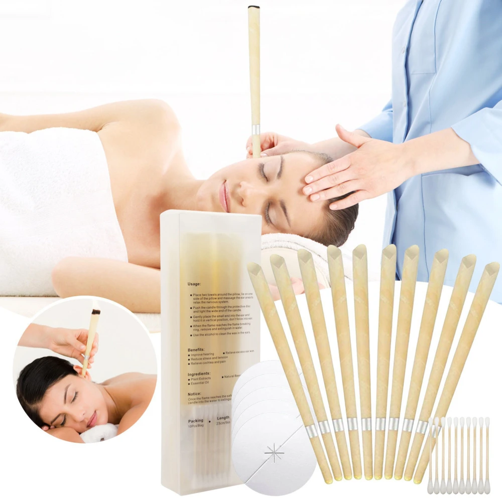 1 Set Earwax Removal Cone with Cotton Swab Cleaning Tool Cone Shape Relieve Fatigue Stress Improve Hearing Ear Wax Removal Candle