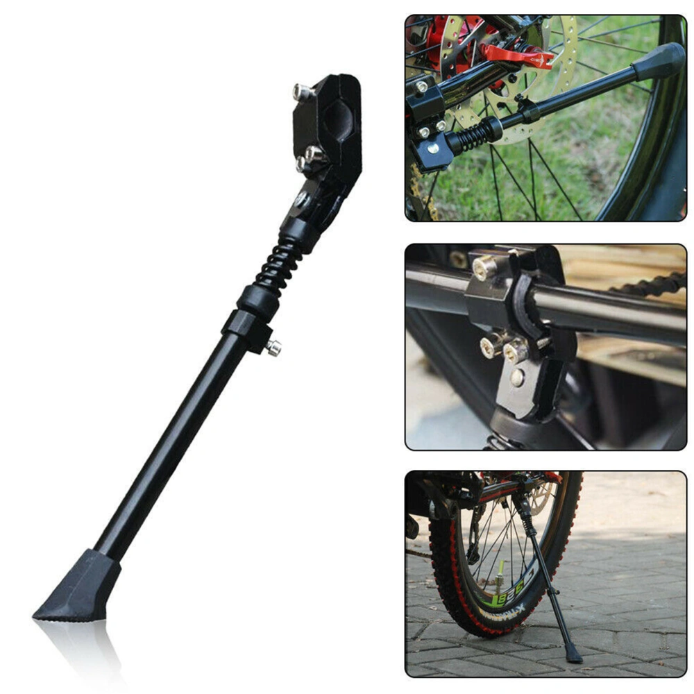 Bicycle Stand with Rubber Foot Length Adjustable Spring-buffered Design Aluminum Alloy Bike Rear Stand Side Stand