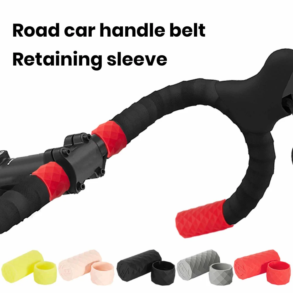 1 Set Road Bike Handlebar Tape Bright Color Non-slip Wear Resistant Cycling Grip Fixed Sleeve Bar Tape Protective Ring