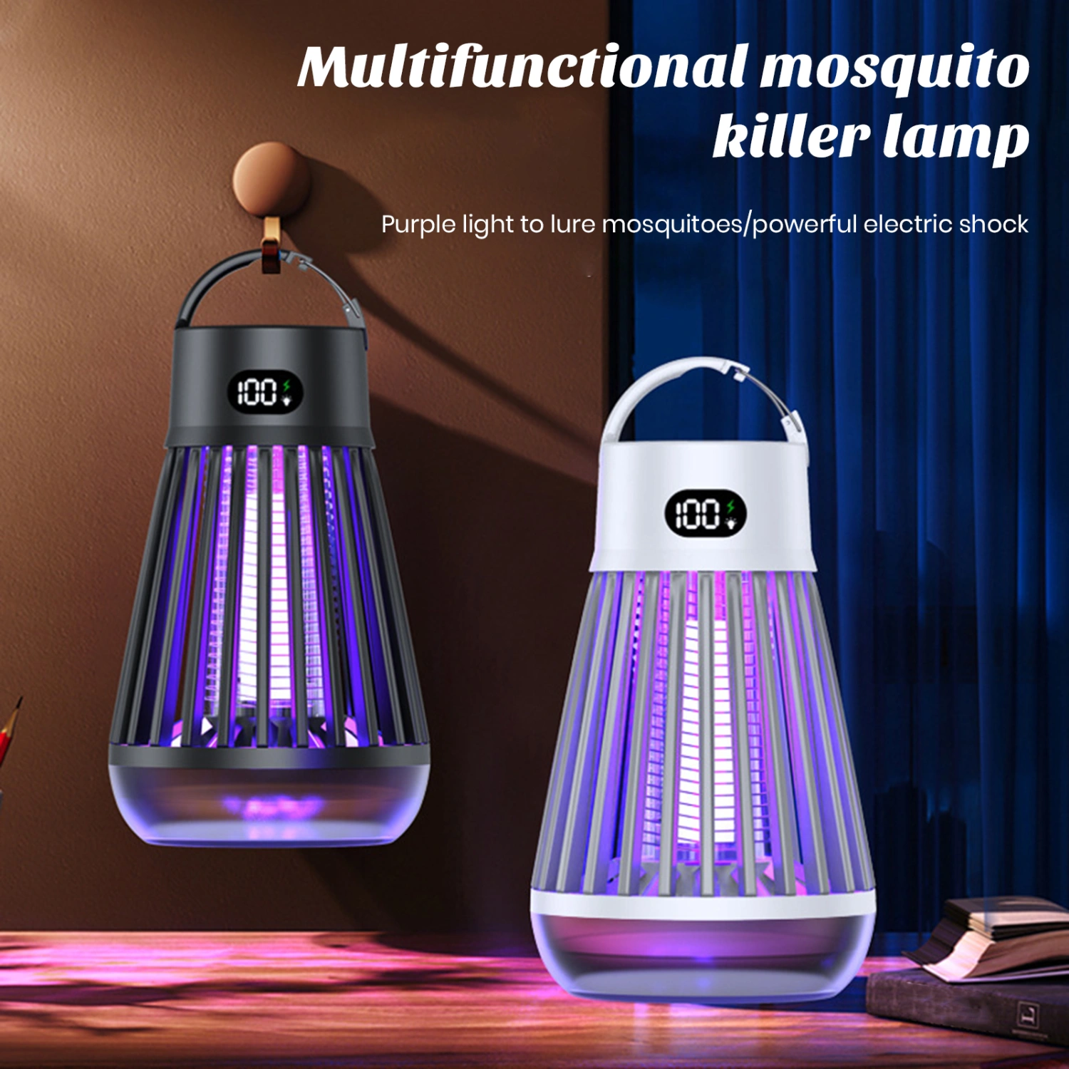 Mosquito Zapper with Handle Rechargeable Waterproof Outdoor Indoor High-Powered Fly Traps Electric Gnat Fly Insect Zapper