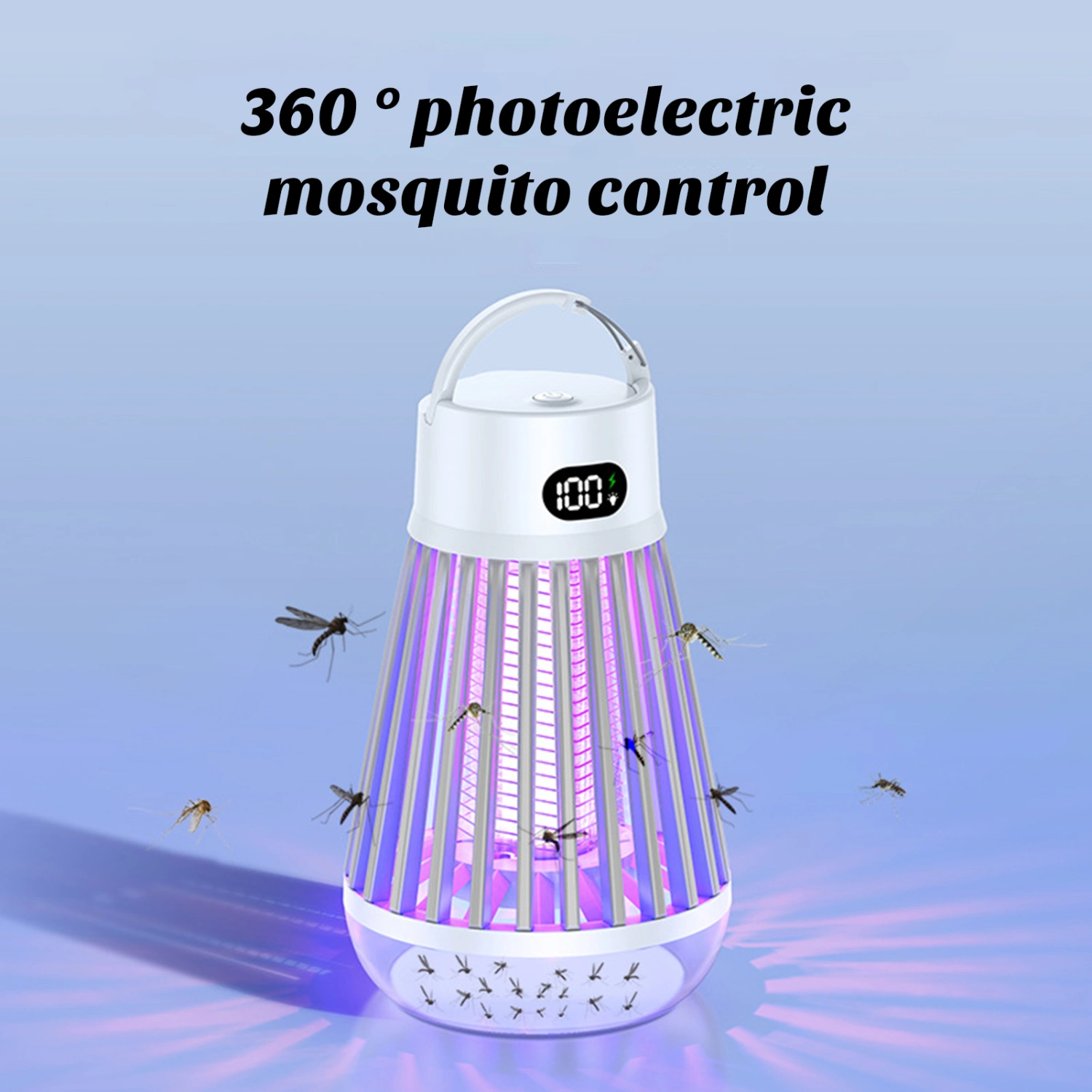 Mosquito Zapper with Handle Rechargeable Waterproof Outdoor Indoor High-Powered Fly Traps Electric Gnat Fly Insect Zapper