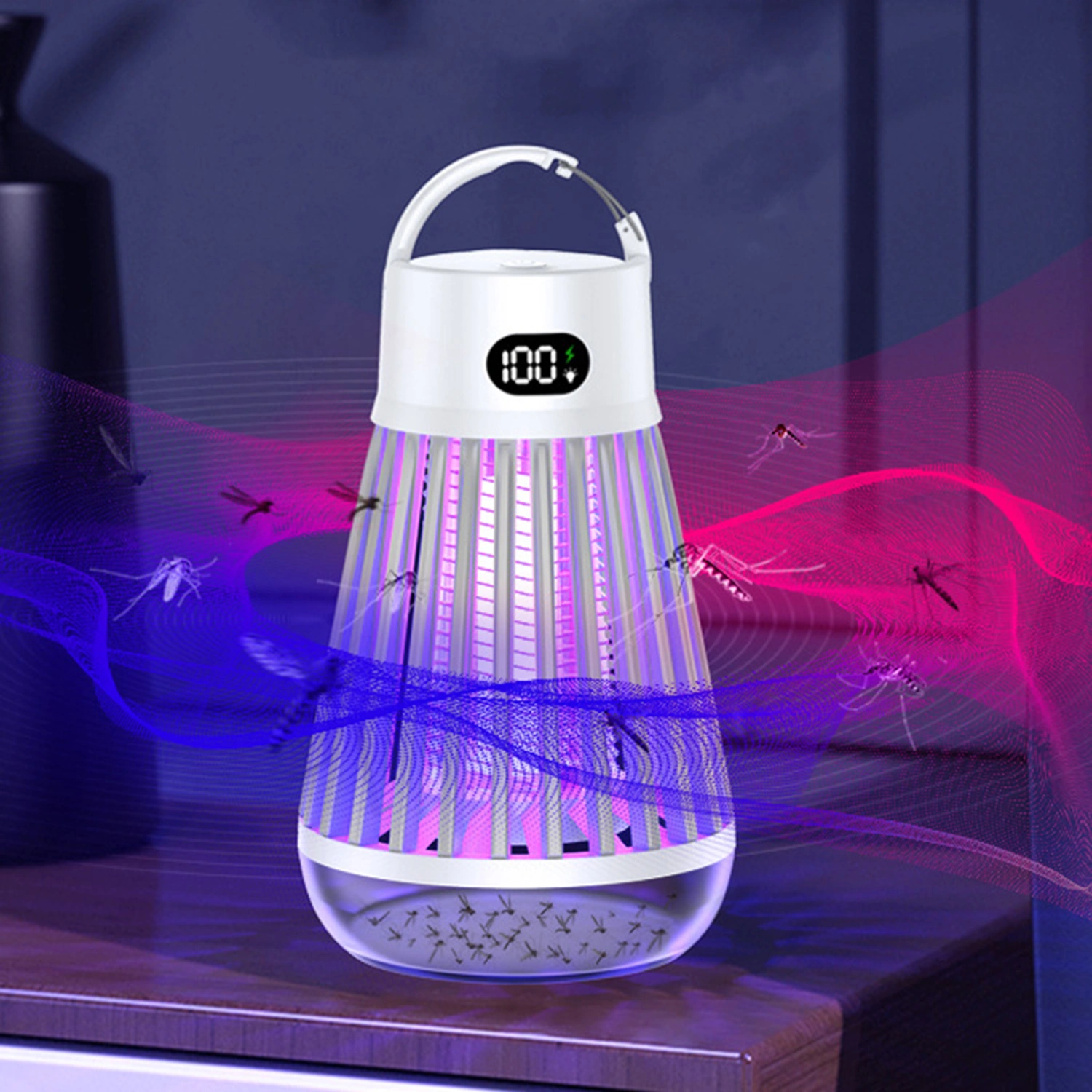 Mosquito Zapper with Handle Rechargeable Waterproof Outdoor Indoor High-Powered Fly Traps Electric Gnat Fly Insect Zapper