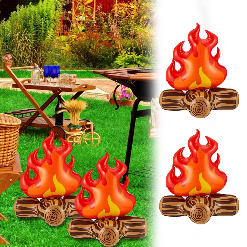 Inflatable Campfire Props Firewood Toys Realistic Looking Waterproof Fake Flame Compact Inflatable Bonfire Decor