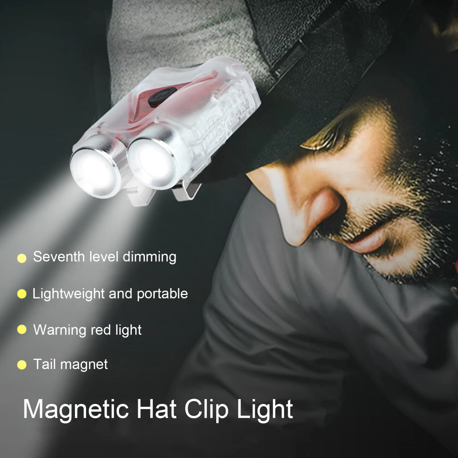 Rechargeable LED Hat Clip Light Hands-free Waterproof Dimmable Headlamp Running Camping Hunting 180 Lumens Hat Flashlight