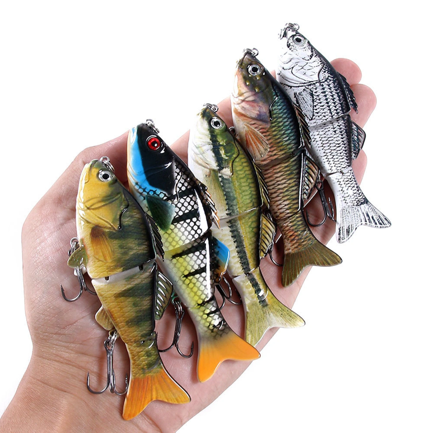 Multi Jointed Bionic Hard Bait 3D Fisheye Simulation Bass Fishing Lures 10cm/18g Slow Sinking Lure Bait for Freshwater Seawater Fishing Tackle