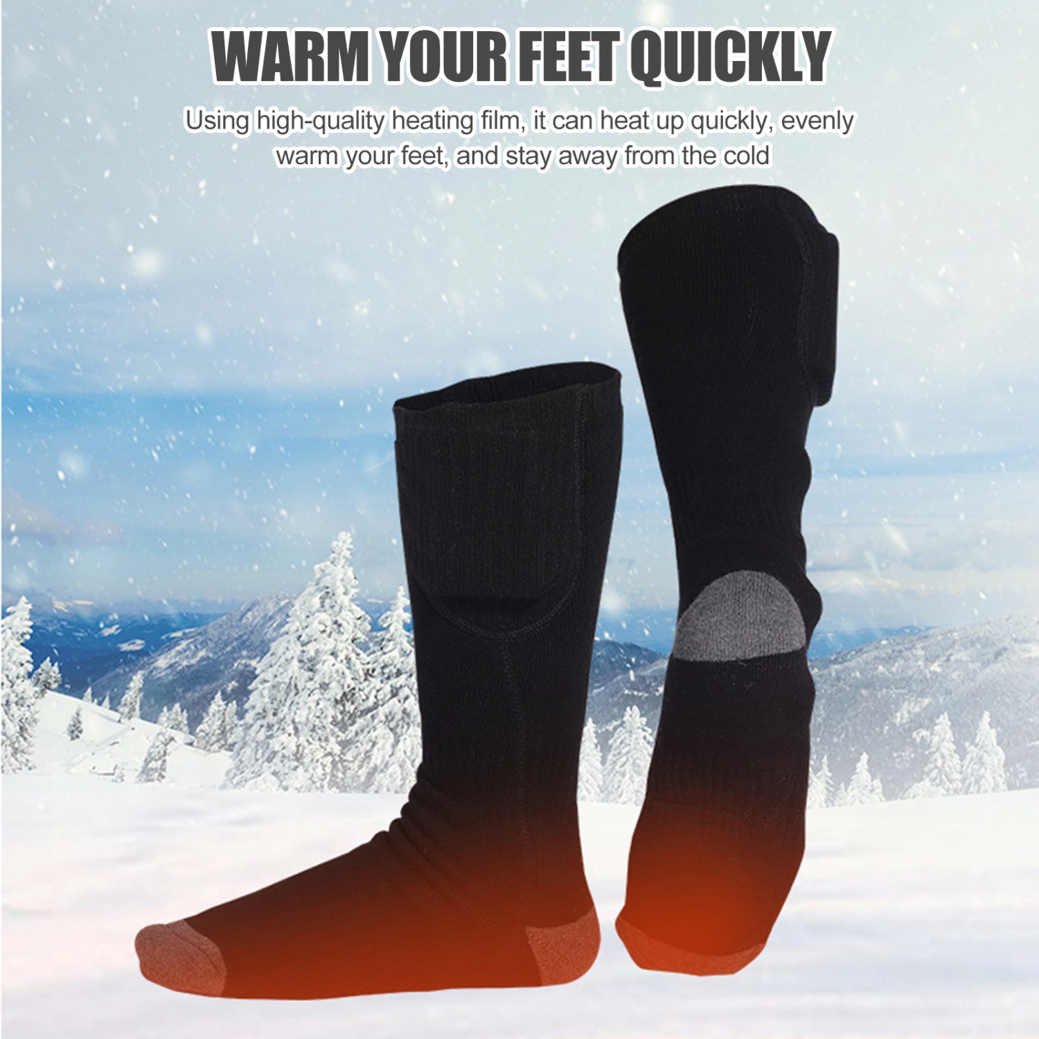 1 Pair Electric Thermal Socks Winter Thick Knitted Socks Three Gears Rechargeable Battery Heating High-tube Electric Heated Camping Cycling Skiing Skating Hiking Long Socks